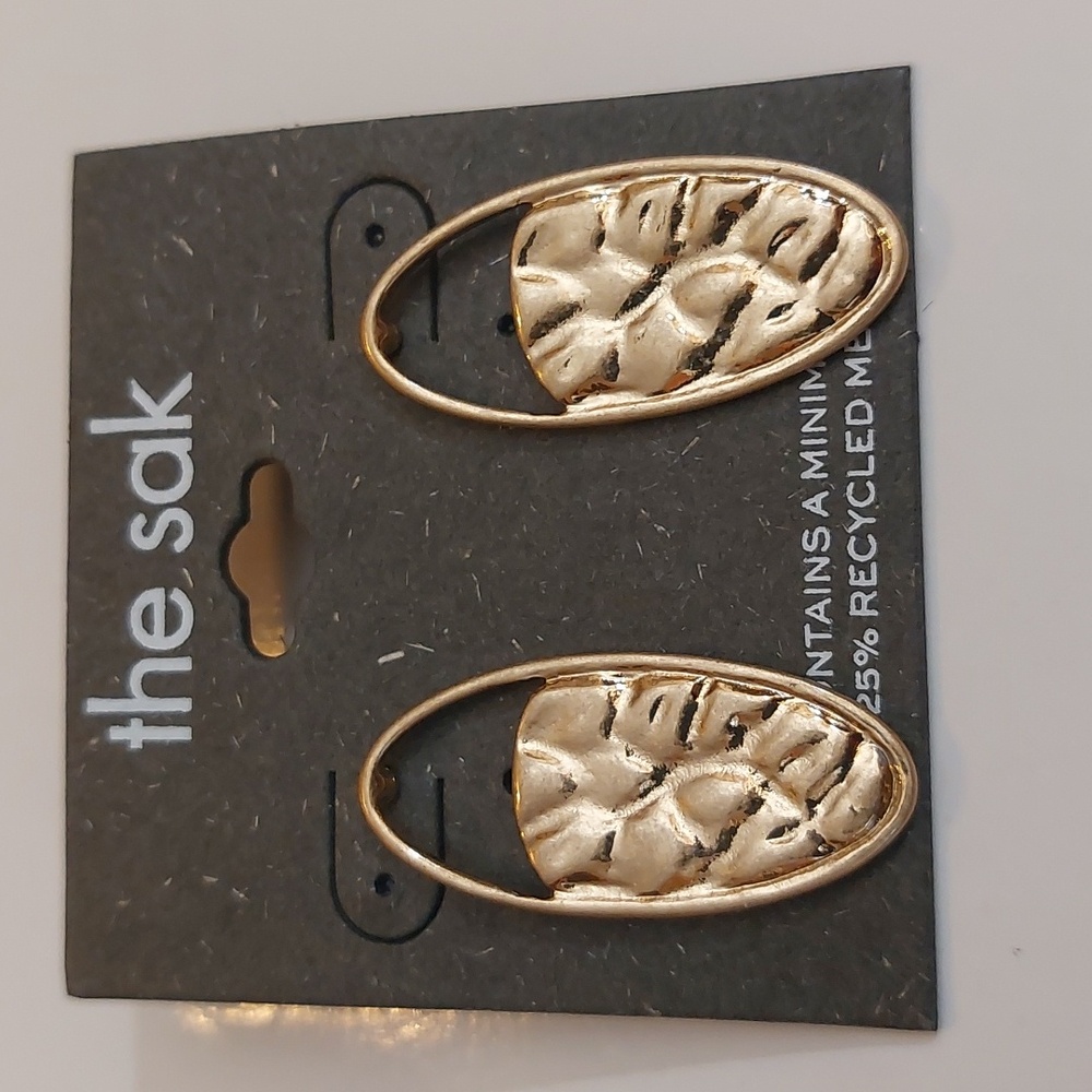 The Sak Peebled Texture Gold Tone Oblong Stud Earrings